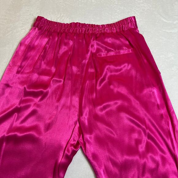 Zara High Rise Satin Wide Leg Trouser Pants Size S Preppy Maximalist Feminine - Picture 8 of 13